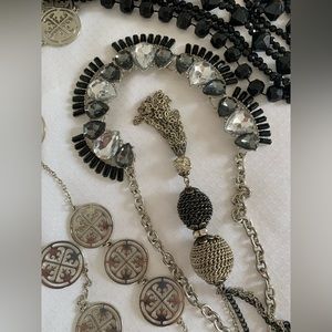 Lot of Black, Silver, and Gold Colored Necklaces